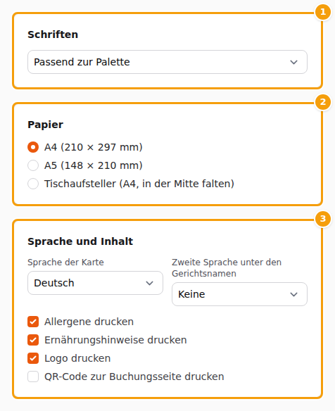 Das Schriftpaar (1), das Papier (2) und Sprache und Inhalt (3)